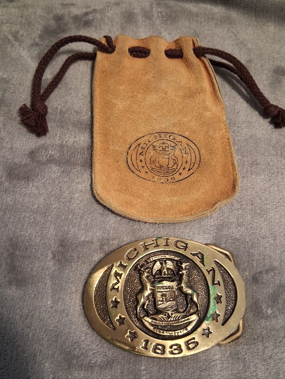 Michigan Belt Buckle Solid Brass Heritage Mint American Bank Corp